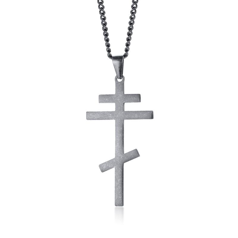 Vintage Orthodox Cross Pendant Men Necklace Christian Symbol Stainless Steel Byzantine Cross Jewelry