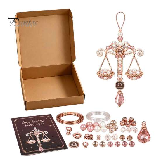 Constellation Jewelry Making Kit 12 Zodiac Beaded Ornament DIY Kit, Pendant Craft Set Unique Theme for Keychain Bag Decor, Handmade Hanging