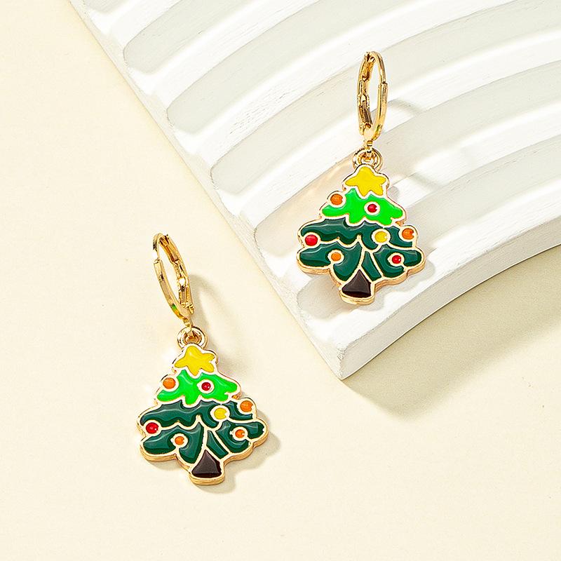 Cartoon Gingerbread Man & Christmas Tree Earrings - Women's Holiday Jewelry Set