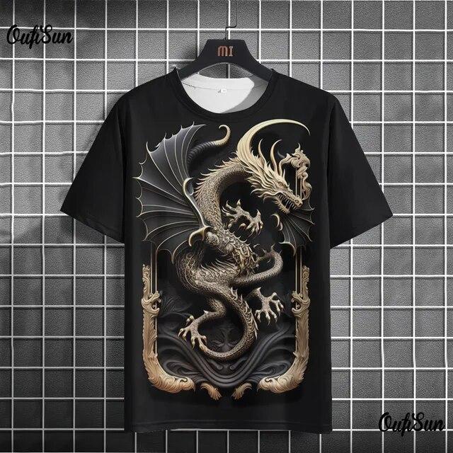 

Мужская футболка с драконом, футболка с 3D принтом, животный узор, уличная одежда с короткими рукавами, футболки большого размера, летние повседневные мужские топы 5XL
