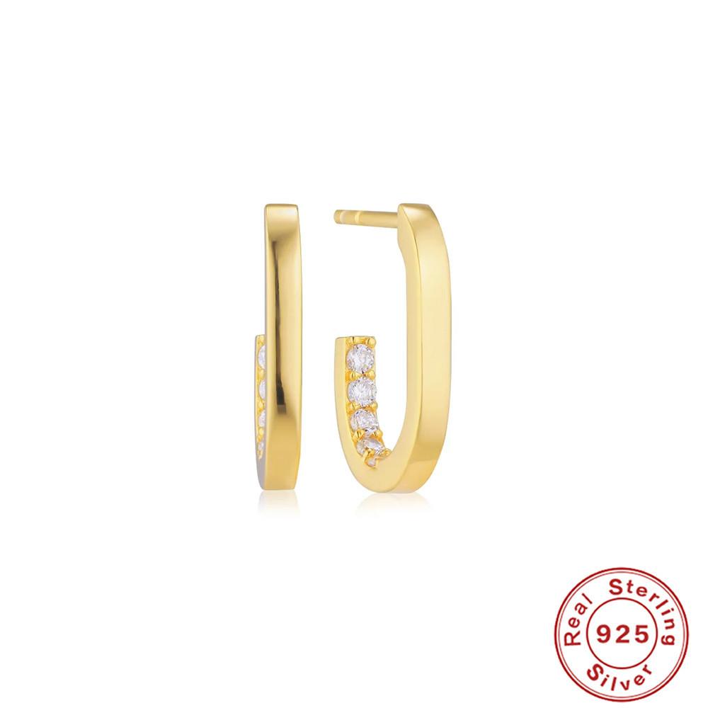 S925 Sterling Silver Simple Fashion Atmosphere U-Shaped Diamond-Set Geometric Earrings Earrings Earrings Earrings Earrings