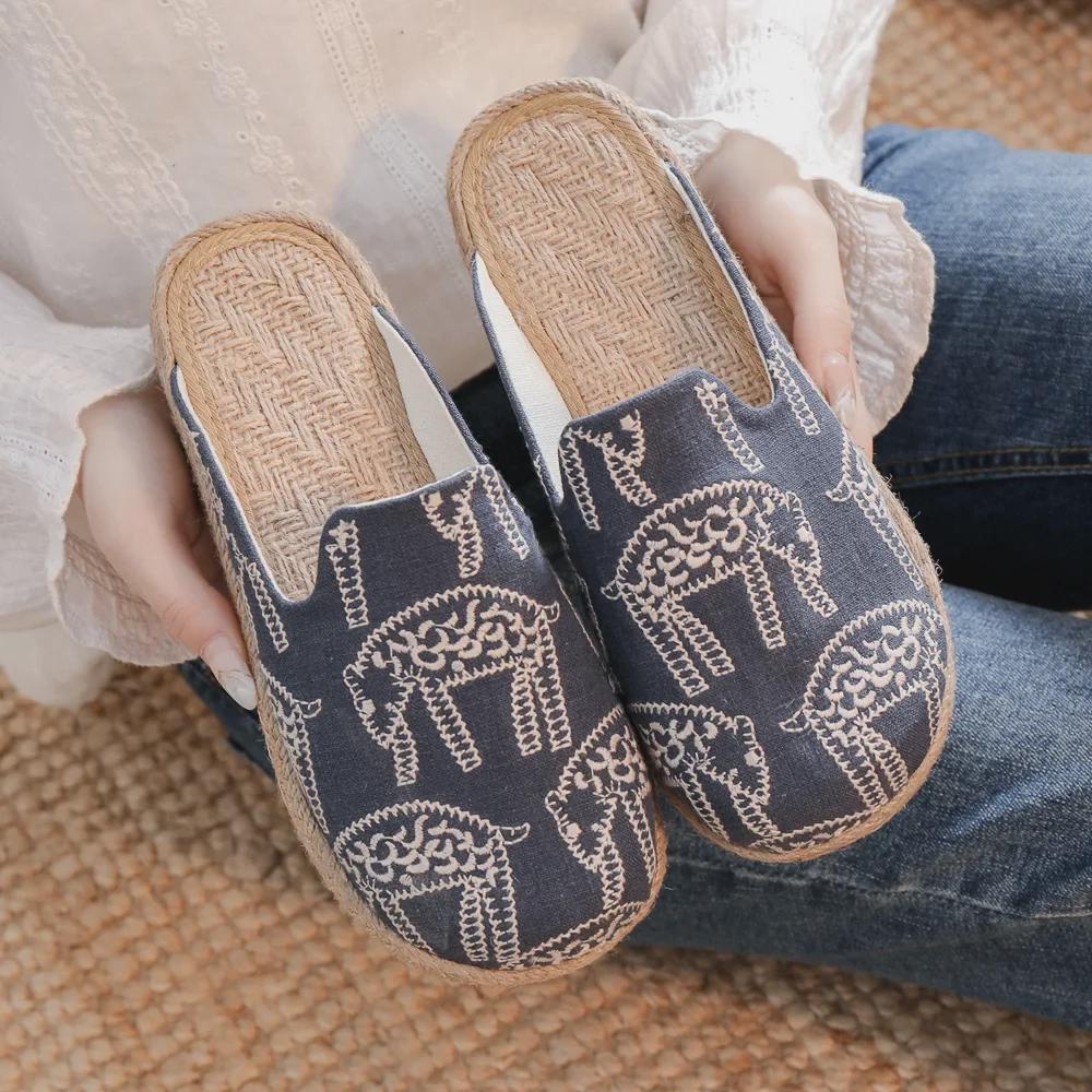 Spring 2021 Women's Linen Plaid Shoes - Breathable Sewing Line Mori Girl Style
