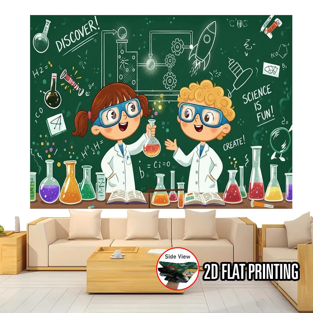 2D Plane 1 Experimental Science-themed Party Banner - Laboratory Background Decoration. Suitable for Parties.