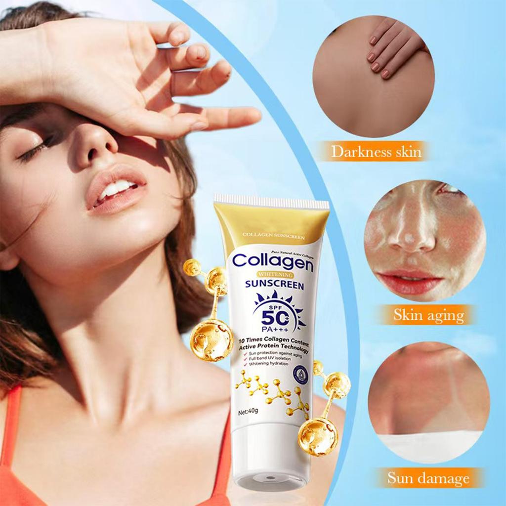 Collagen Sunscreen Waterproof SPF 50+UV Sun Cream Facial & Body Sunblock Skin Protective Cream Anti Sun Facial Seaside Protection Cream