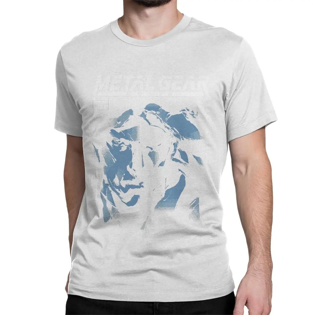Herren Damen MGS1 Solid Snake Spiel T-Shirt Metal Gear Baumwolle Oberteile Lustige Kurzarm Rundhals T-Shirts Klassische T-Shirts