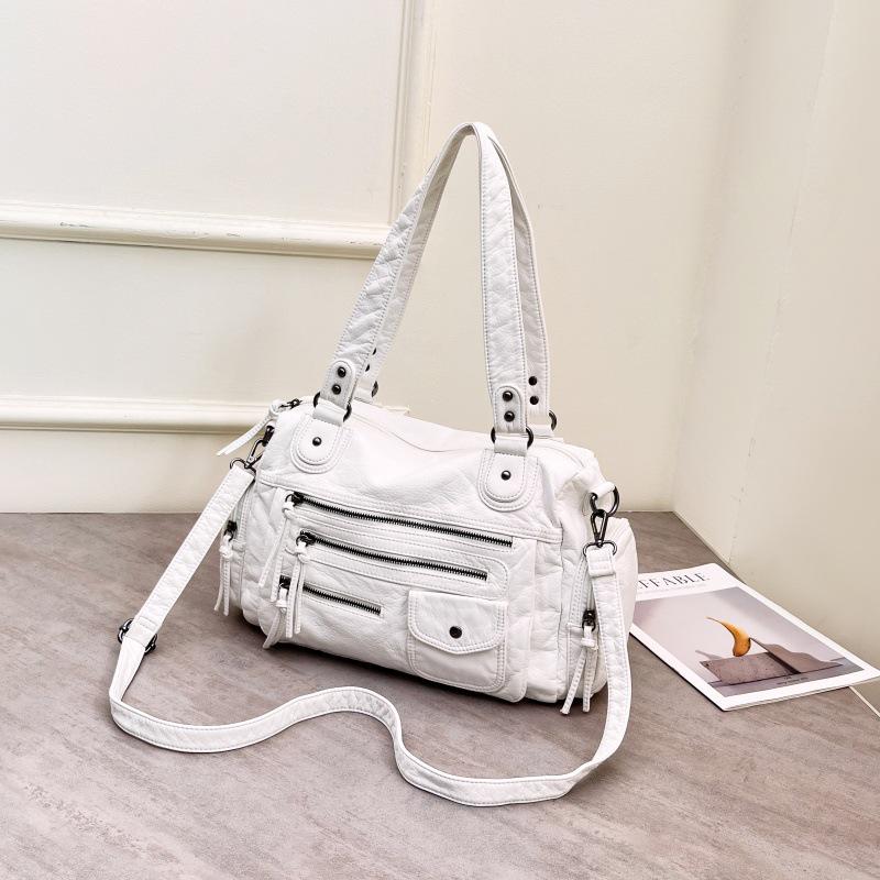 

Large Capacity Retro Motorcycle Tote and Crossbody Bag білий