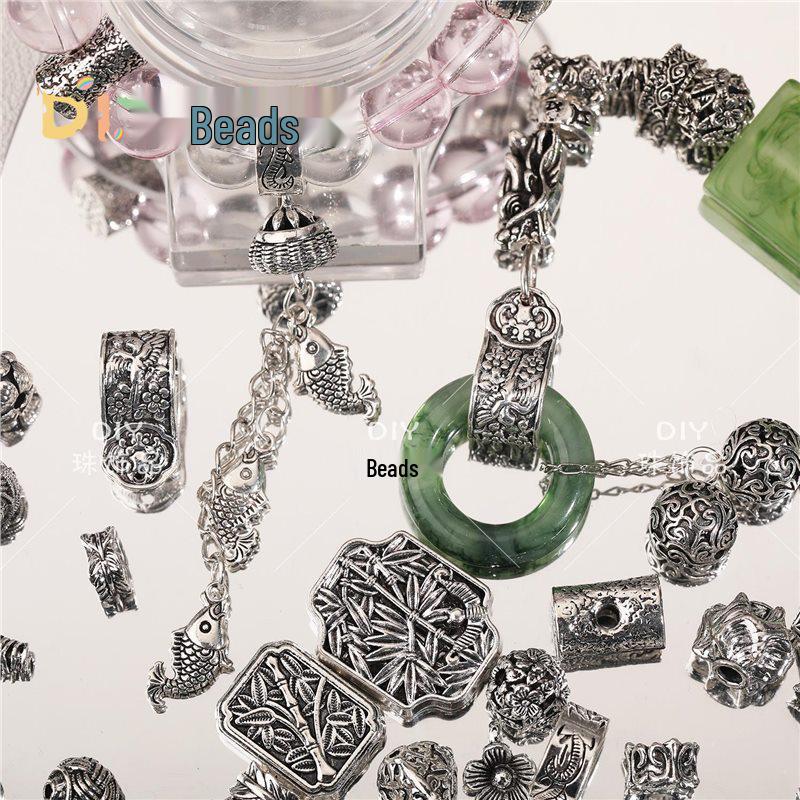 Tibetan Antique Silver Flower Spacer Beads Pendant for DIY Jewelry