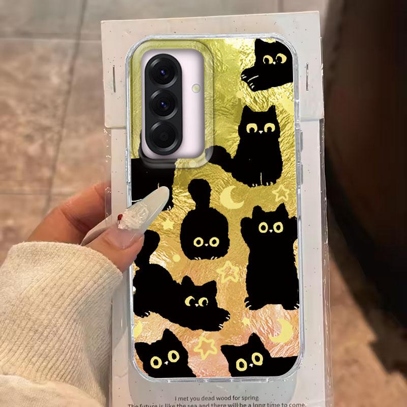 Case For Samsung Galaxy A56 A36 A16 A25 A35 A26 S25 S24 Plus Ultra FE 5G Phone Cover Cat Cartoon Gradient For Samsung A55 Bags