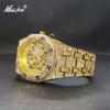 MISSFOX Mens Quartz Watch Hip Hop Bling 3-Eye Chronograph Sport Wristwatch