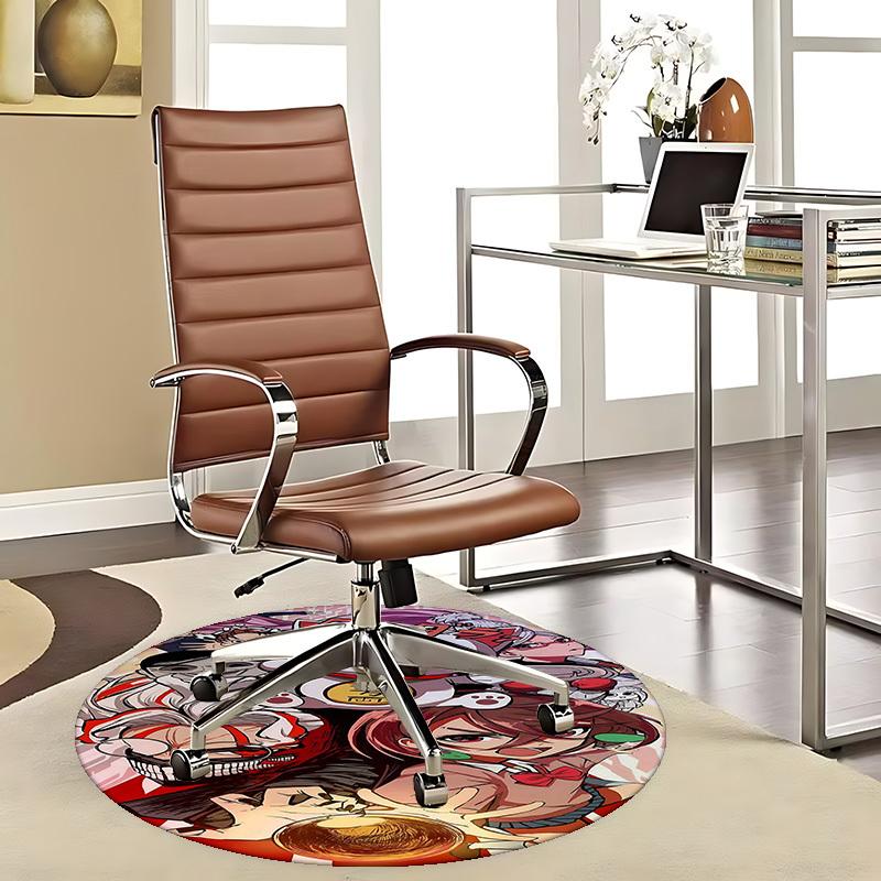1pc Anime Cat with Thousand Yen Coin Round Carpet - Office Chair Mat, Non-Slip Rug for Home Decor, Living Room, Bedroom