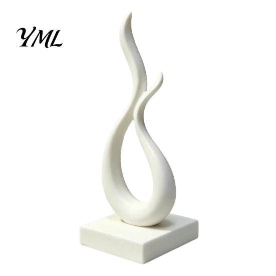 Modern Abstract Flame Sculpture Sculpture, 3D Printed Minimalist Art Statue with Square Base, Contemporary Desk Decorations Elegant Curved Figurine