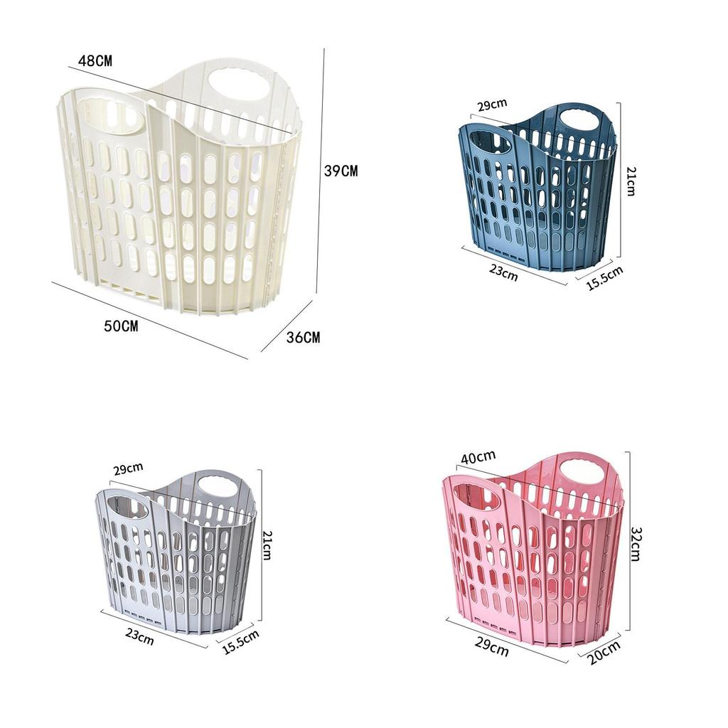 Plastic Collapsible Laundry Basket With Handle For Home Bathroom Storage And Wall Mounting