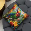 Vivid Parrot & Tropical Floral PillowcasesLiving Room Sofa Cushion Cover, Soft and Comfortable, Bedroom Room Decoration