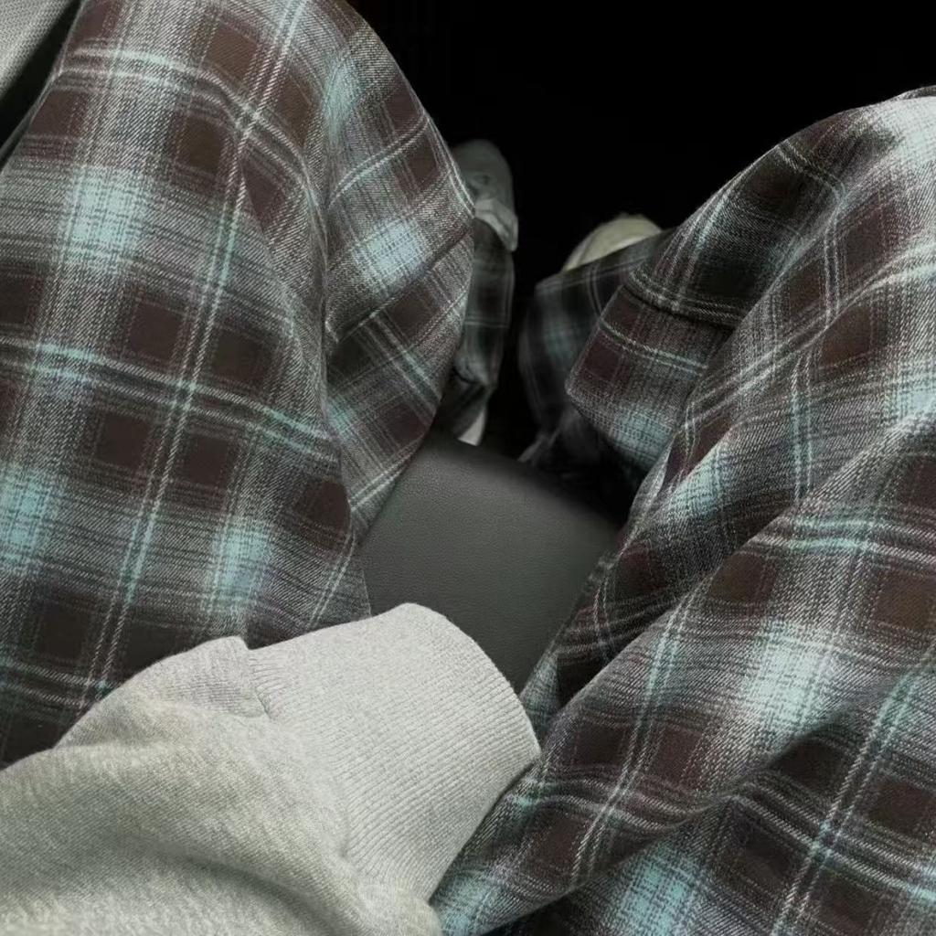 Women's High Waist Plaid Straight Pants Loose Fleece Lined Warm Casual Wide Leg Trousers For Winter Student Daily Commute Wear