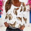Women Plus Size Asymmetric Cutout Neck Cold Shoulder Long Sleeve White Leopard Belt Heart Star Printed Fitted Top