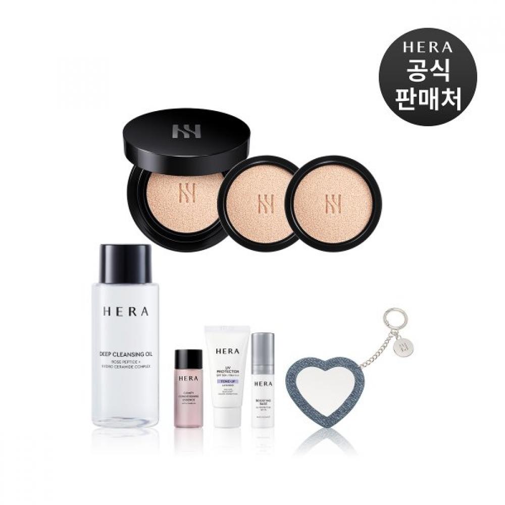 Hera Black Cushion Foundation Deluxe Spf34 Pa++  15g+2x15g Refill 21N1