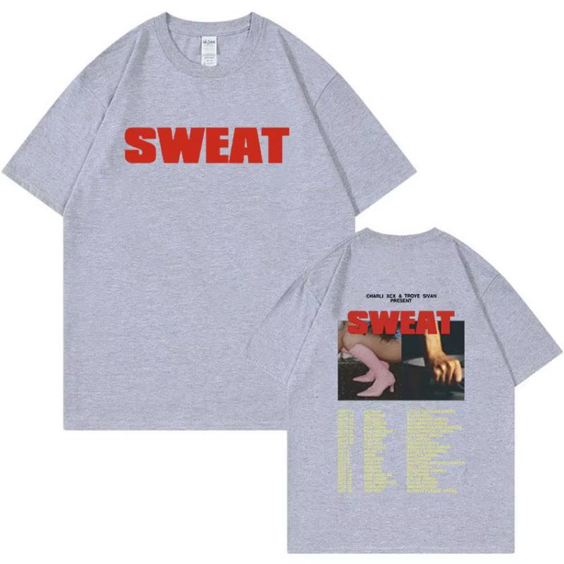 Charli XCX SWEAT Tour 2024 Brat T Shirt Unisex Women Vintage Harajuku Fashion Tshirts Hip Hop Oversized Cotton Tshirt Streetwear