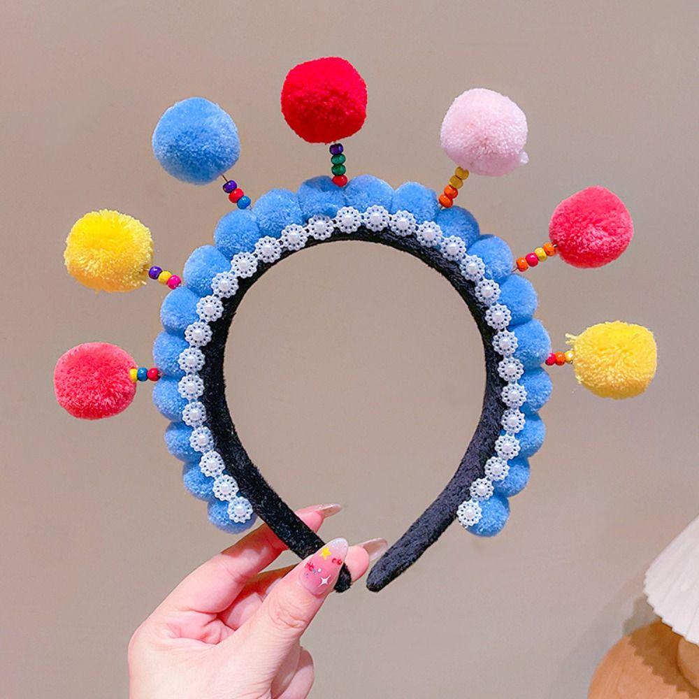 Pearl Chinese New Year Headwear Tang Suit Hair Hoop Hanfu Headwear Beijing Opera Headband Girls