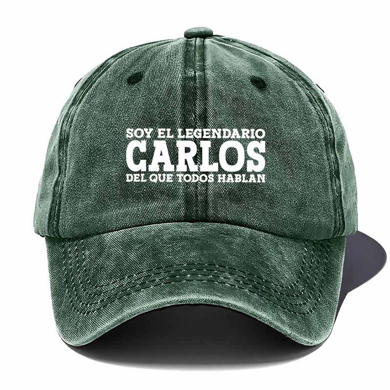Carlos Legend Baseball Cap - Black With White Text, Adjustable Snapback, Breathable Mesh Back, Perfect For Outdoor Travel & Casu