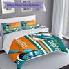 3pcs Miami Dolphins logo pattern bedding set duvet cover set includes duvet cover &pillowcases, perfect all season bedroom decoration & gift