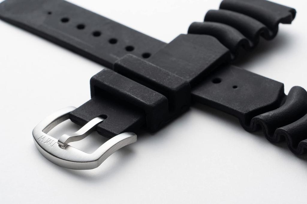 JMW TOKYO Herren Diver Solar Modell Uhrenarmband, 22mm Bandanstoßbreite, Urethanband, Ersatzarmband, Schwarz, Silberschließe, Werkzeuge, Federstege, Box