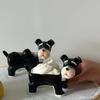 Creative and Cute Cartoon Puppy Schnauzer Ceramic Storage Tray Desktop Storage Container Candlestick Home Decoration