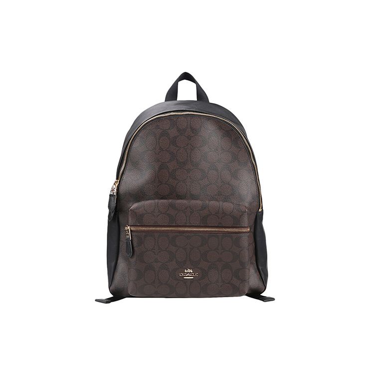 

Coach Charlie 30 Zipper Monogram Canvas And Leather Backpack Women Backpack Dark-Brown 58314-QQQQ Basic Set (Bag+Dust Bag)
