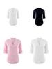 Polyester V Neck Button Front Womens Casual Shirt For Office And Spring Wear