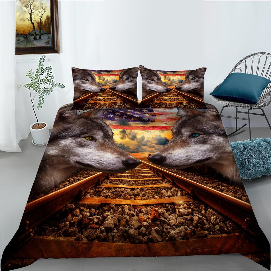 Wolf Series Bedding Two Or Three-Piece Digital Printing Polyester Fabric