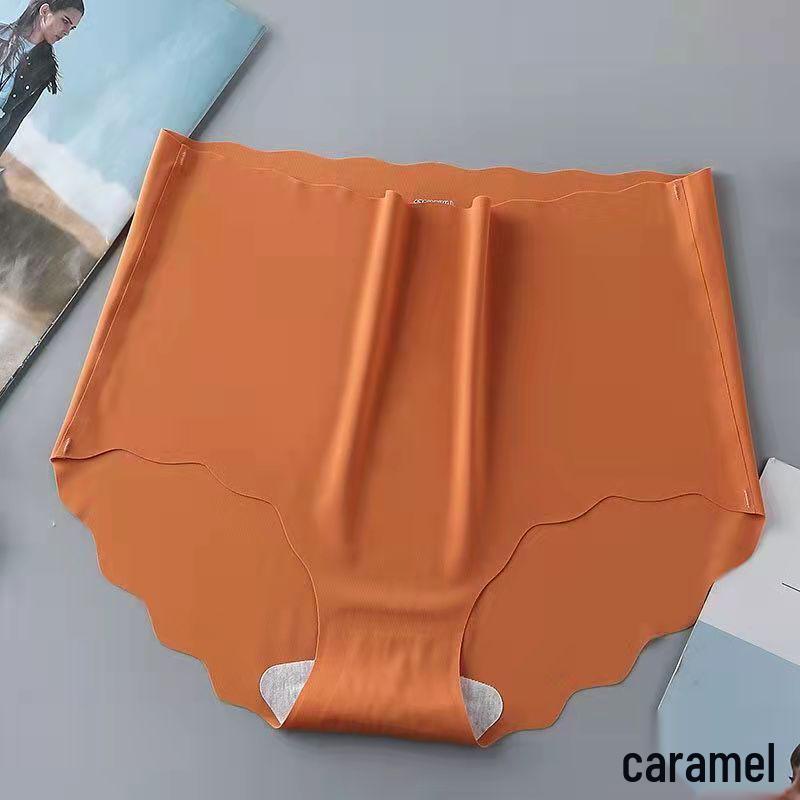 One-Piece Seamless Ice Silk High-Waist Hip-Lifting Women's Underwear with Wavy Edge and Breathable Pure Cotton Crotch.