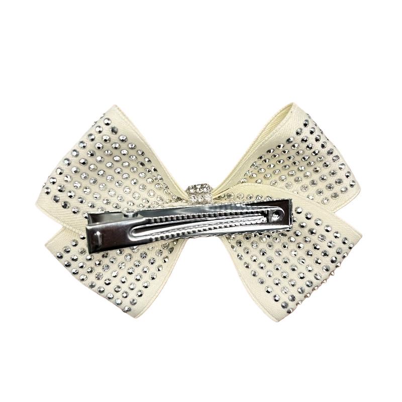 Handmade Rhinestone Bow Hair Clip for Kids - Black & Beige