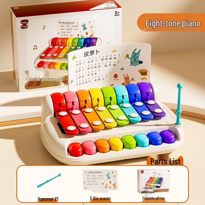 Ousaqi Kinder 2-in-1 Xylophon Klavier Spielzeug