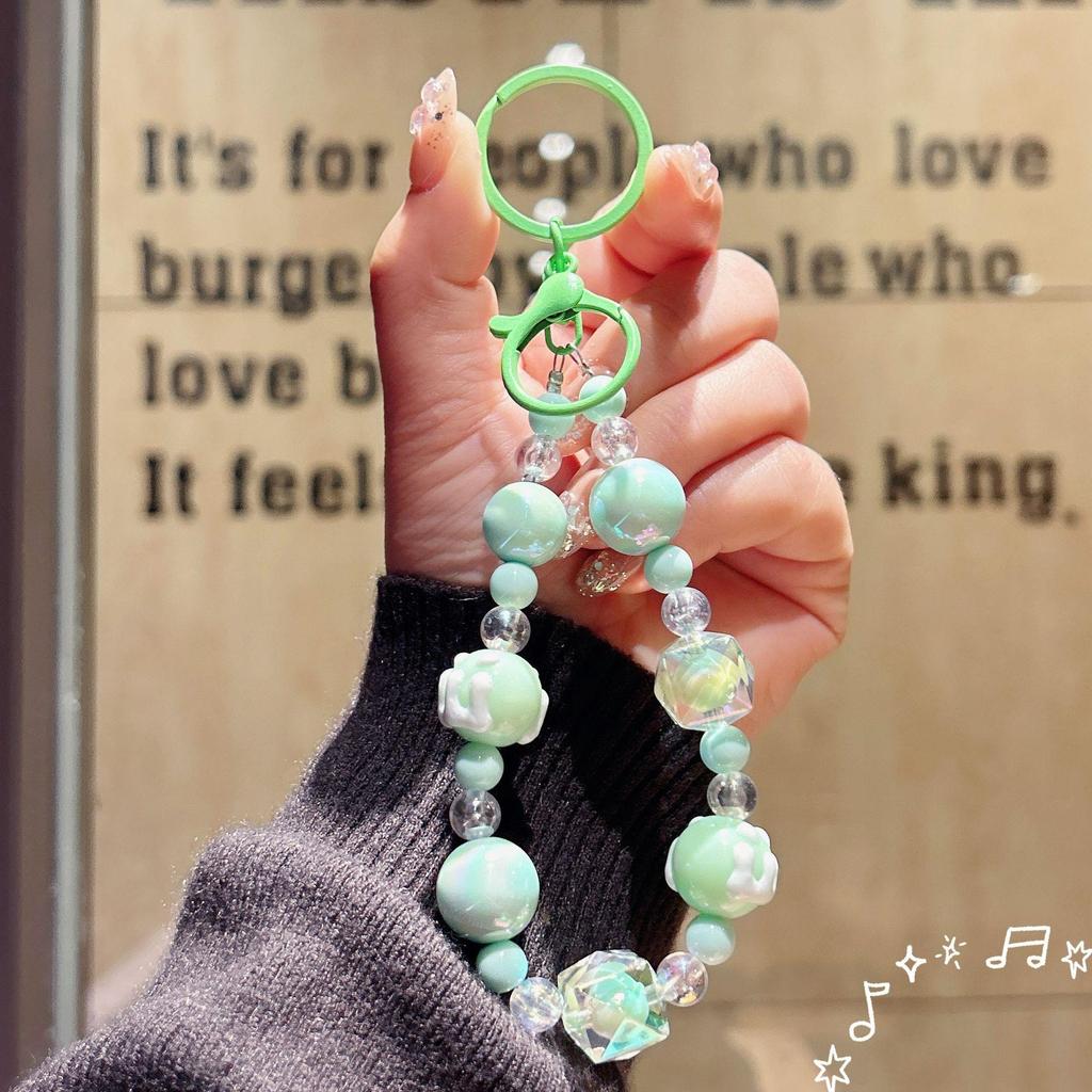 Creative Candy Color Beaded Keychain & Doll Pendant for DIY Phone Case Decoration