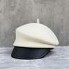 Japanese Heightened Hat Top Retro Woolen Painter Hat Women'S Crisp Beret Newsboy Hat Leather Edge Equestrian Hat