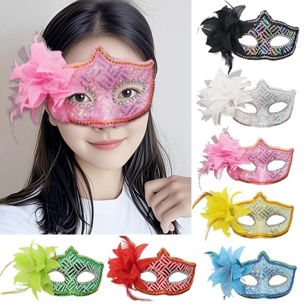 Feather Flower Mask Plastic Masquerade Mask Halloween Party Mask  Halloween Party