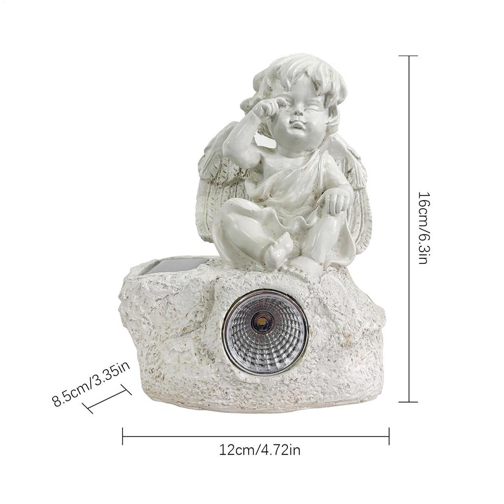 Anioł Statua Żywica Ze Światłami Sola Rzeźba Ogród Anioł Kolekcjonerskie Figurki Na Zewnątrz Taras Ganek Ścieżka Trawnik Krajobraz