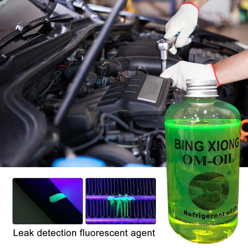 Aceite de Refrigeración Fluido para Detección de Fugas de Alto Rendimiento Ecológico A/C Cero Fugas 500ml Aceite Universal para Refrigerante de Aire Acondicionado Mejor