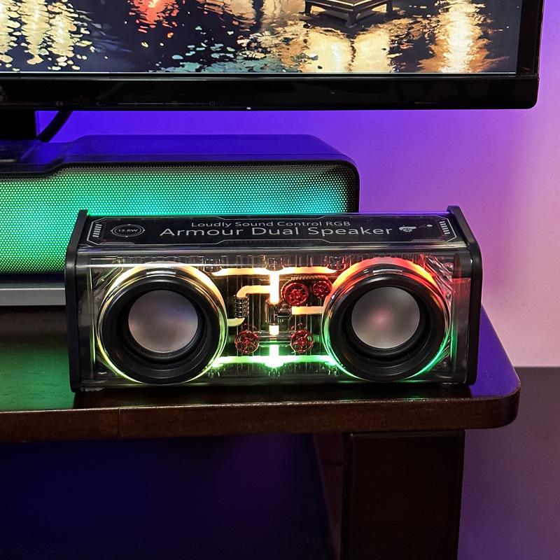 

Прозорий Bluetooth-динамік Double Cannon з різнокольоровими вогнями