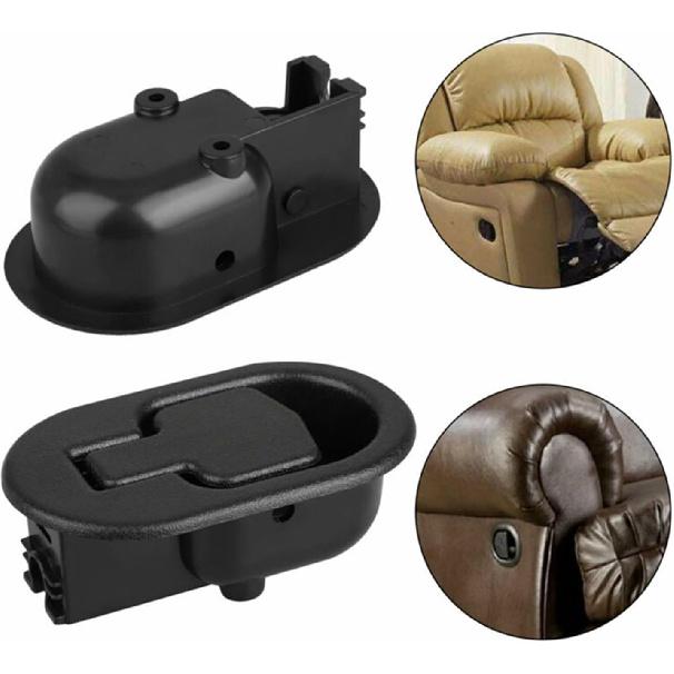 2pcs Black Oval Pull Handle Replacement Sofa Couch Release Recliners Chair Pull Handle Lever Parts Hardware Metal Sofa