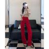 Damen American Retro Rote High-Waist Wide-Leg Jeans (Frühjahr/Sommer 2025)