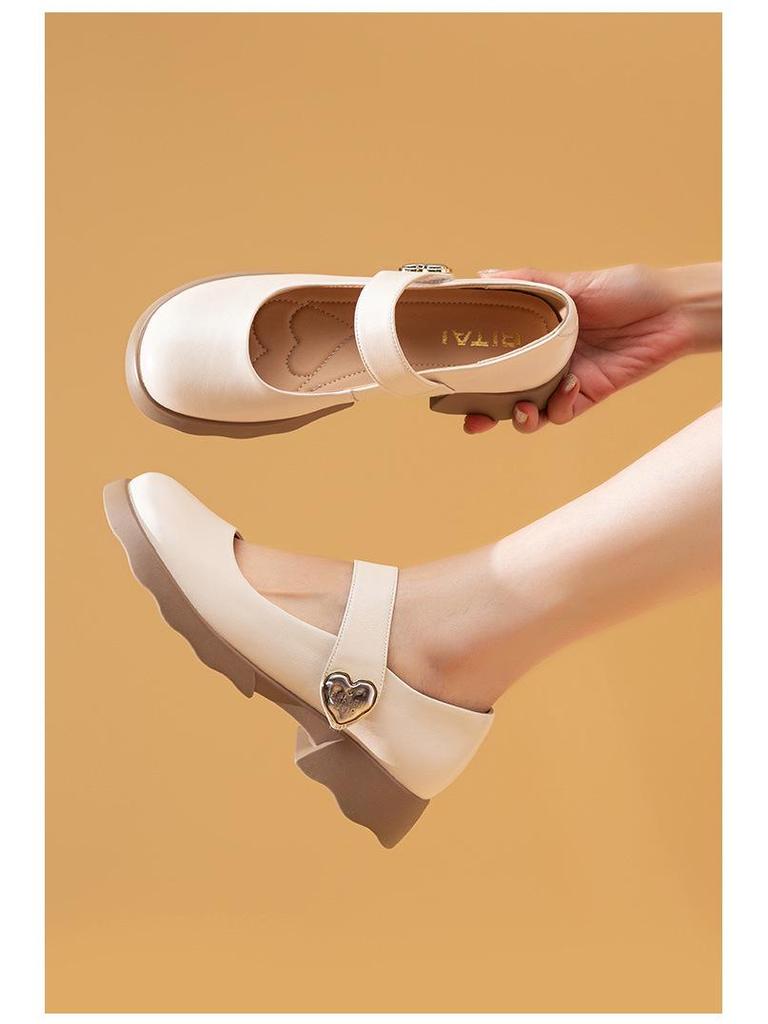 Women's Breathable Summer Low-Cut Leather Shoes, Thick Non-Slip Sole, Versatile Soft Mom Shoes SZ8123