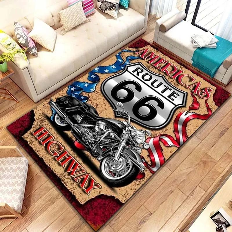 Historic Route 66 Carpet Mother Road Area Rug for Home Bathroom Living Room Table Bedroom Sofa Doormat Decor, Non-slip Floor Mat