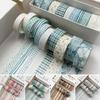 Washi Tape Kit 10 Rolls Set, Retro Plaid Cartoon Adhesive Tape, Decorative Multi-pattern Masking for DIY Art Crafts, Journaling, Scrapbooking,