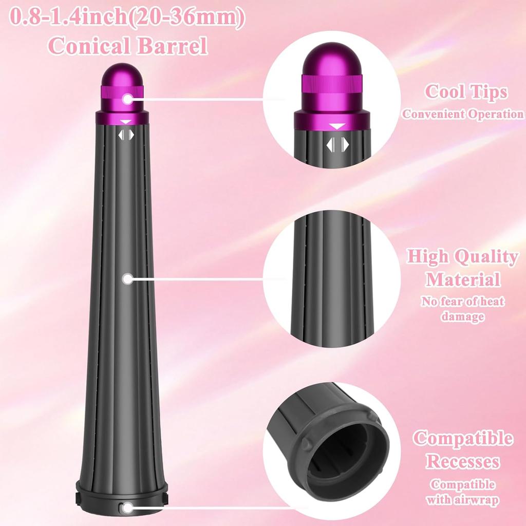 Applicable to Dyson curling iron curling iron wind 20mm tapered air nozzle 360 ° turning head hair dryer curling air nozzle rose red