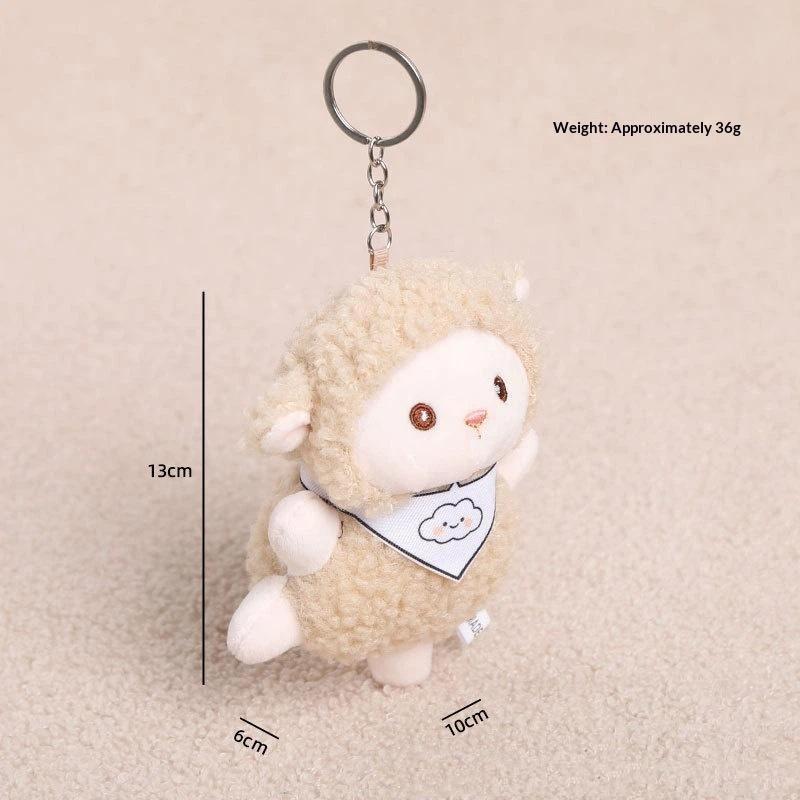 Candy Holder Pendant Plush Seated Sheep Keychain Pendant With Metal Ring Soft Cute Lamb Bag Charm Stuffed Accessory For Backpack