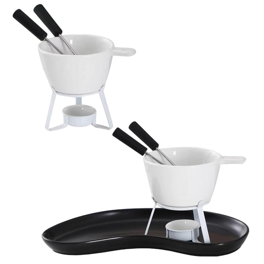 Fondue Pot Cookware Butter Warmer Set Ceramic Fondue Mug Cheese Serving Fondue for Party Date Night Dinner Birthday Wedding