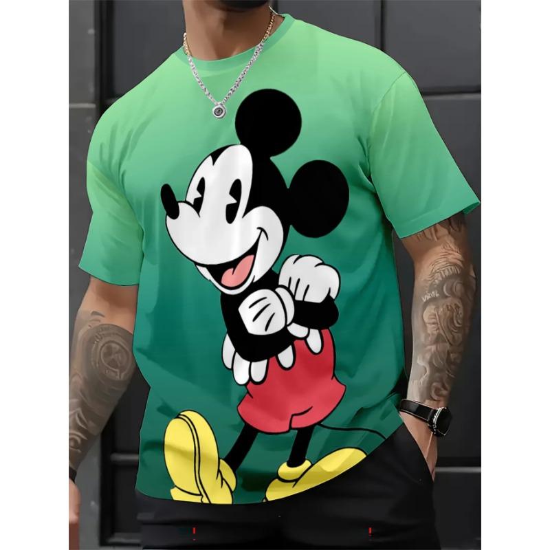 Мужская футболка Disney Микки Маус с зеленым градиентным принтом, повседневная, с коротким рукавом, с круглым вырезом S