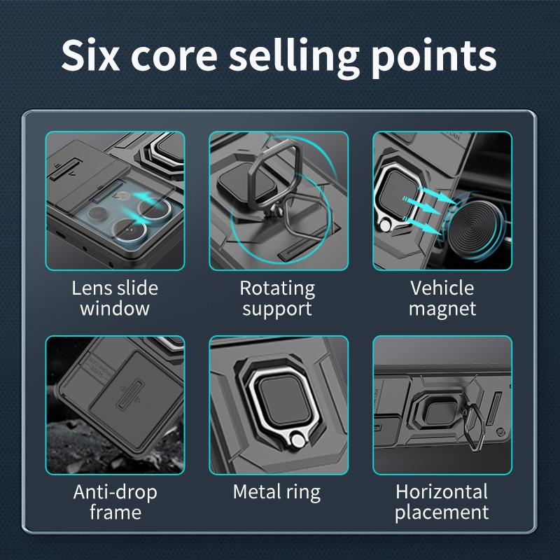 Shockproof Case For Xiaomi Redmi Note 12 13 Pro 12S 13C POCO X5 F5 F6 X6 M6 Pro C65 C75 Phone Cover Slide Lens Camera Back Coque