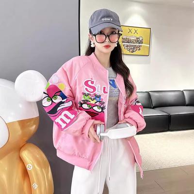 Unisex Cartoon Bestickte Baseballjacke - Trendiger Hip-Hop-Stil für Frühling und Herbst