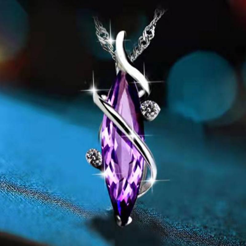 Fashionable Income ,European And American Korean Version Of Ling Ai Amethyst Necklace Romantic Tears Of Love Lucky Pendant Gift